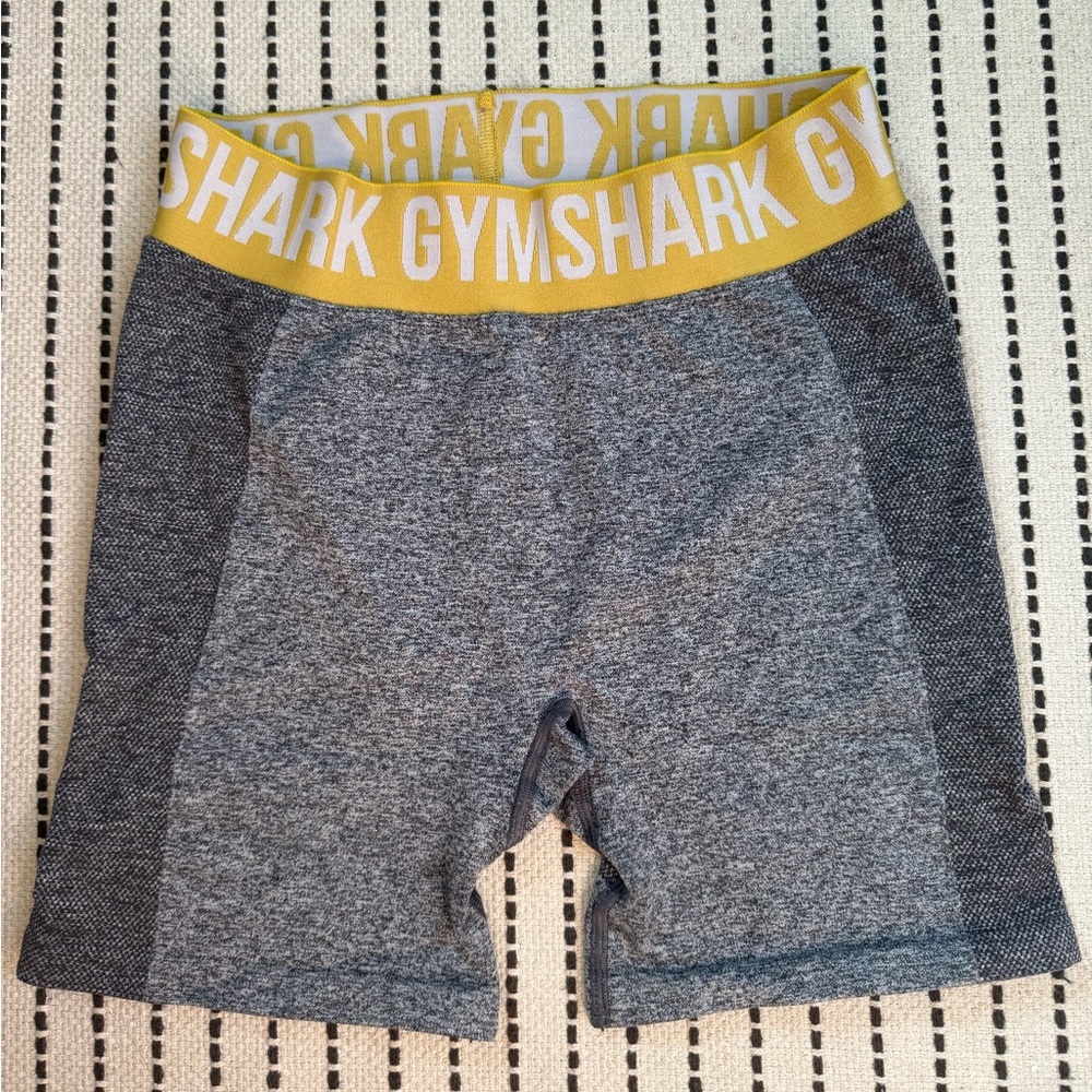 Gymshark Heather Gray Shorts with Yellow Waistband